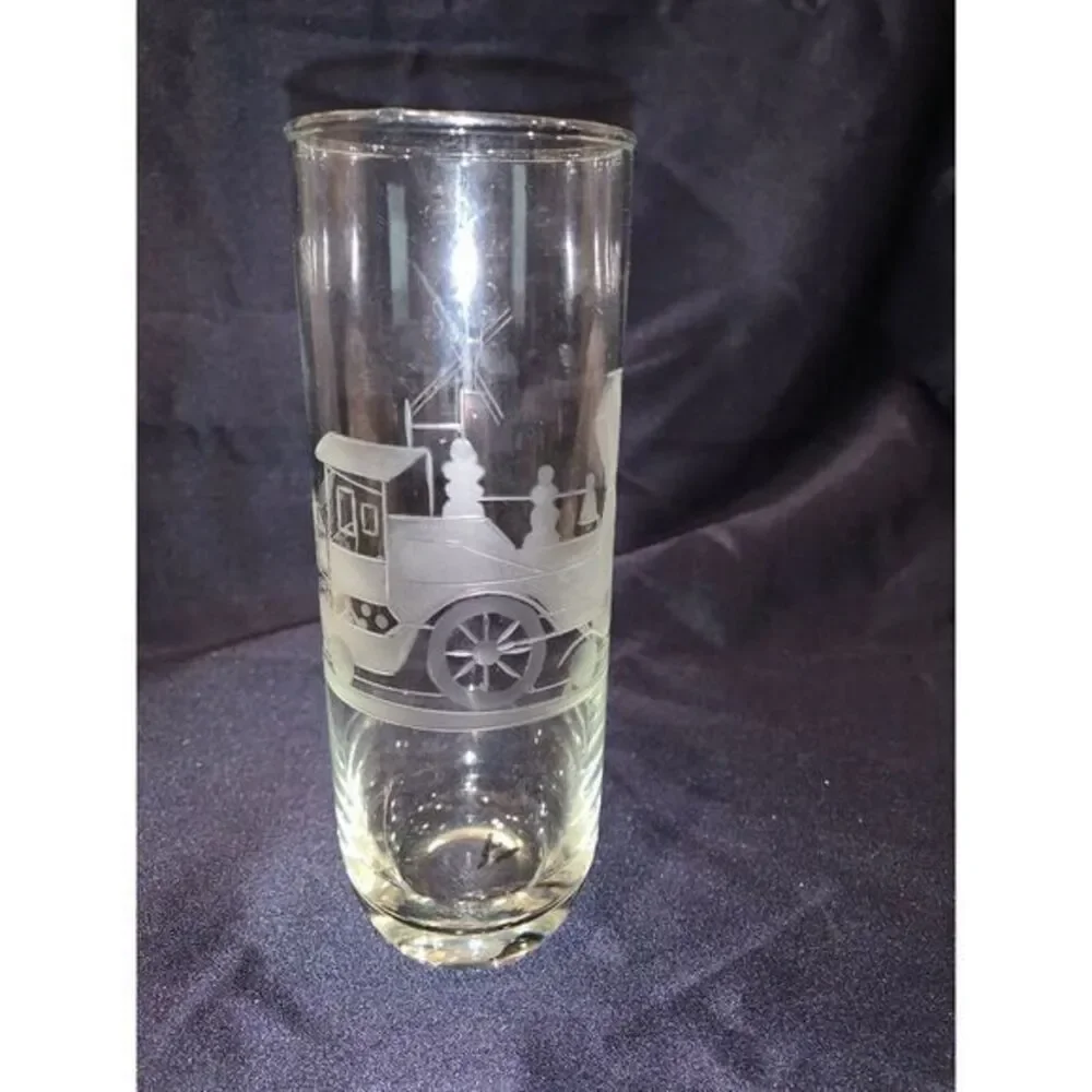 Etched Classic Car Tall Tumbler Glasses Drinking Highball Cocktail 7
